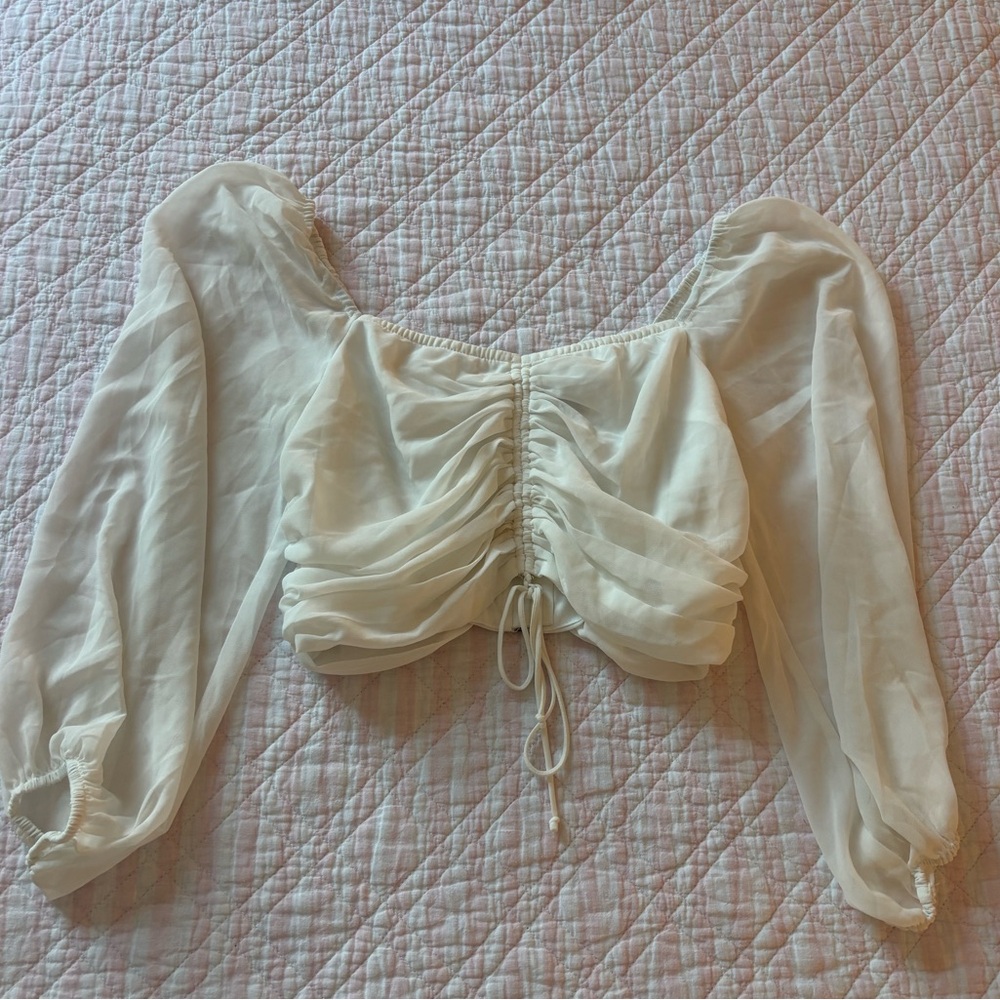 Cotton Candy Cream Ruched Blouse